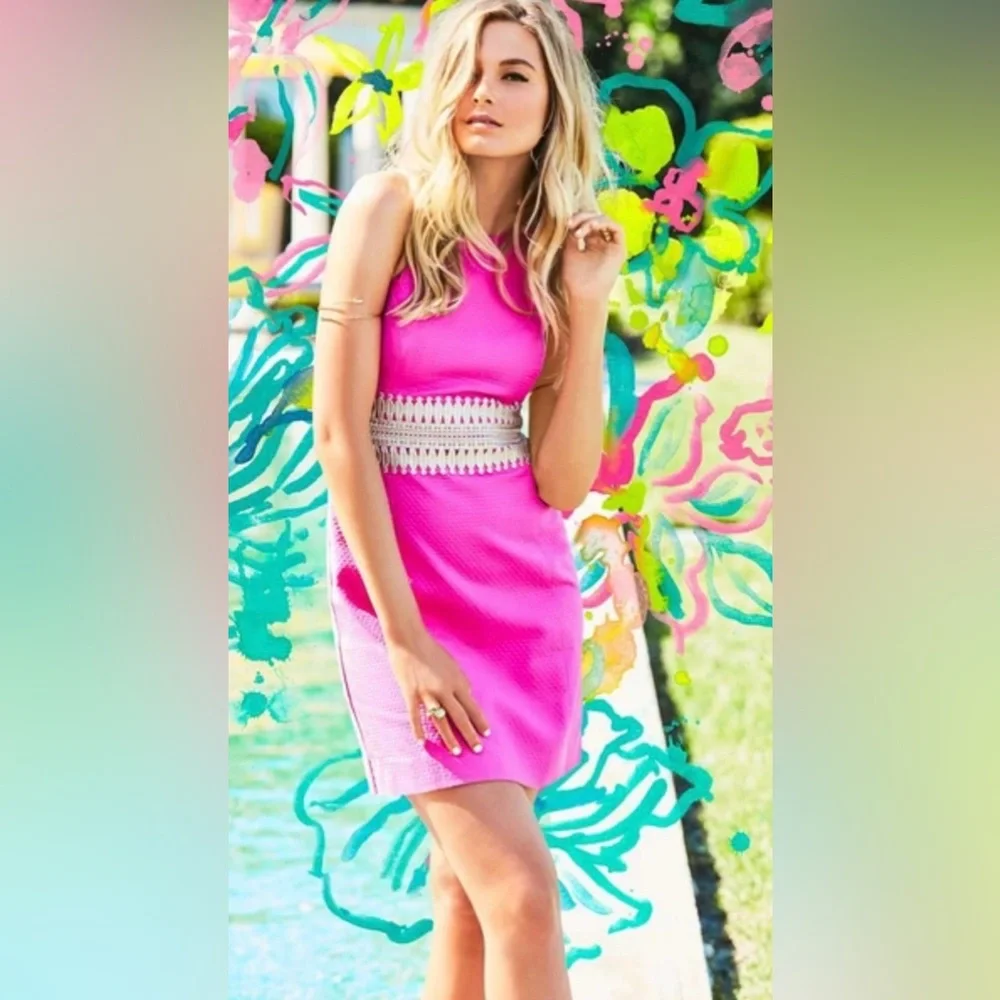 VGC Lilly Ashlyn Shift Dress. Size 2 Magenta Gold.ππ - Picture 5 of 17